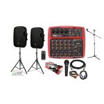 Pack Probass Sistema Audio Portable PA con Mezclador 6 canales + efectos (Set de amplificación) 2 parlantes de 15"300w