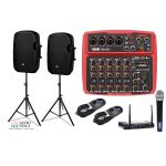 Pack Probass Set amplificacion + Microfono inalambrico + Mixer 6 canales FX +2 parlantes de 15″300w
