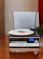 IRT Tocadisco Retro "con Parlante Stereo incorporado", reproductor de CASSETTE y CD con puerto USB/SD/RADIO FM/ AUX/ Bluetooth